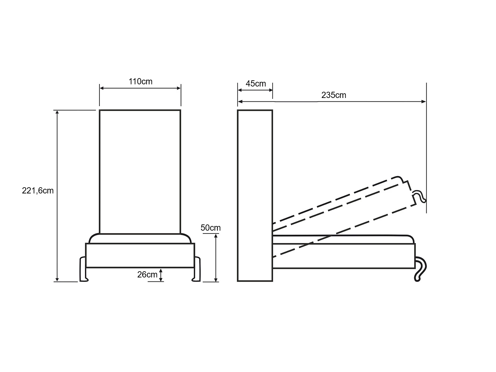 Sängskåp 90x200 Vertical (Standard 45 cm djup) Betong / Ek Sonoma picture 11