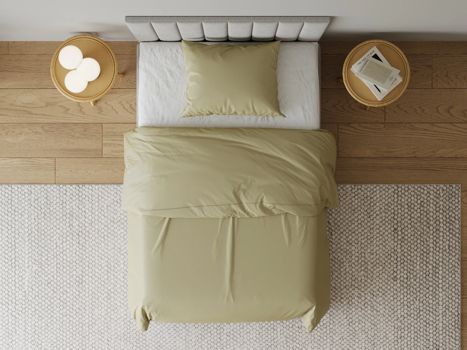 2 Satin sängkläder 155x220 cm Kräm (2 delar) med dragkedja
