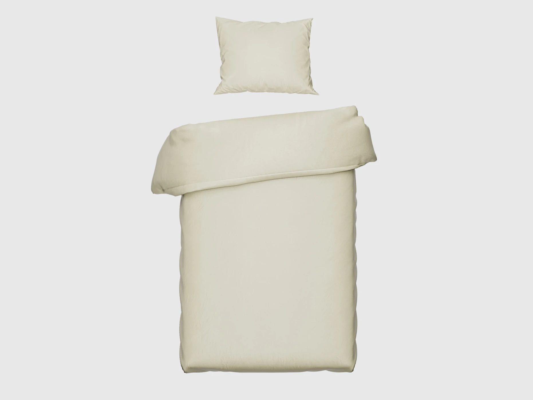 Satin sängkläder 155x220 cm Kräm (2 delar) med dragkedja picture 1