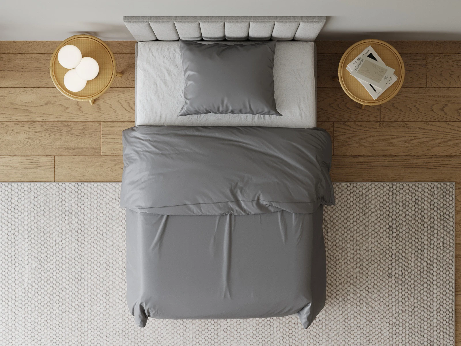 Satin sängkläder 155x220 cm silvergrå (2-delat) med dragkedja  picture 2