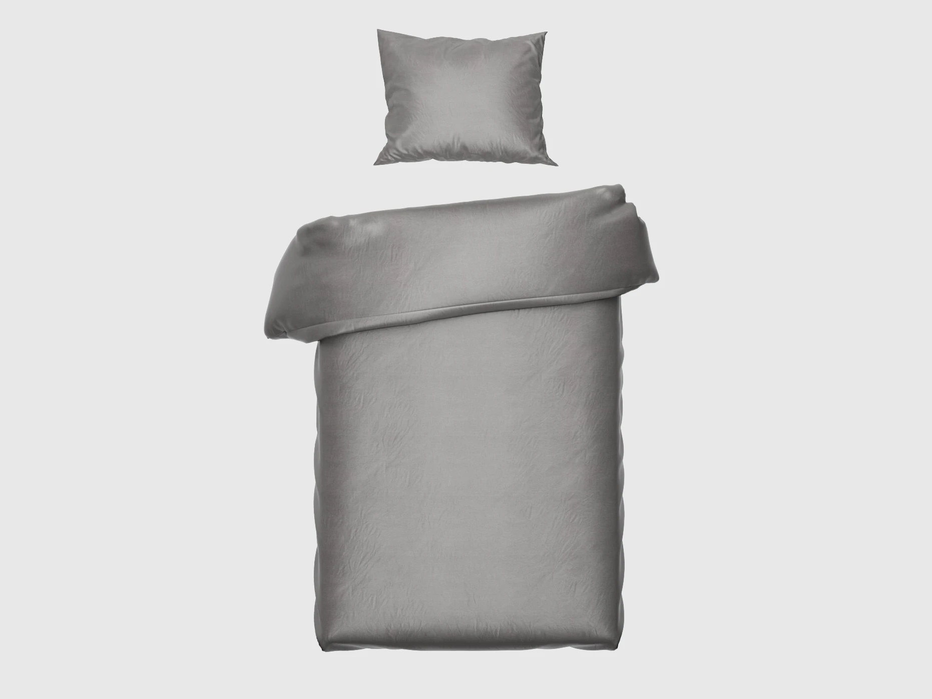 Satin sängkläder 155x220 cm silvergrå (2-delat) med dragkedja  picture 1